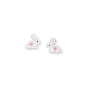💫Pink Enamel and CZ Bunny Stud Earrings